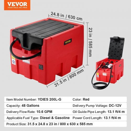 Φορητή Δεξαμενή Καυσίμου Vevor 48 Γαλ Αντλία 12v Bxsryxhssl48ht1z8v9
