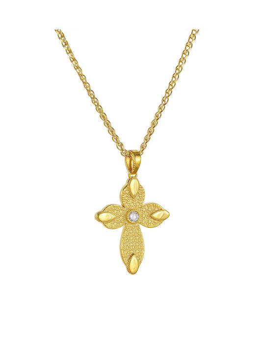 Kritsimis Gold Byzantine Cross 14K Double Sided with Chain