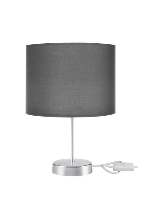 GloboStar Metal Table Lamp for Socket E27 with Gray Shade and Silver Base