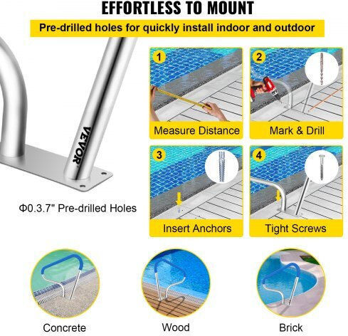 Vevor Pool Handle made of Stainless Steel 99.06x81.28cm Blue