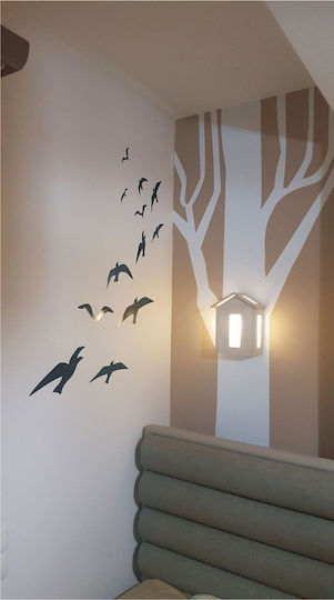 Kids Wall Sticker Tree Birds Silver