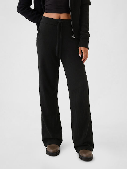 Damen Stoffhose mit Gummiband Schwarz