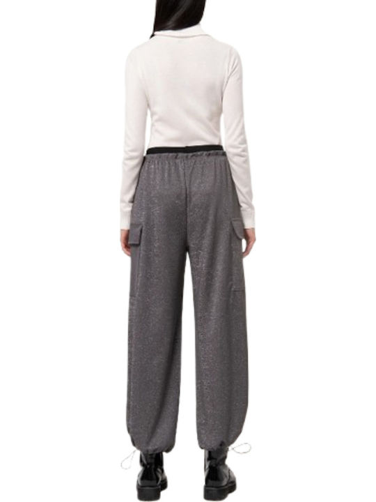 Damen Stoff Cargo Hose Silver