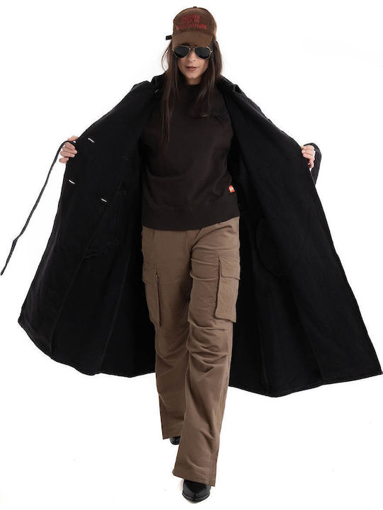 Damen Stoff Cargo Hose Dark Beige