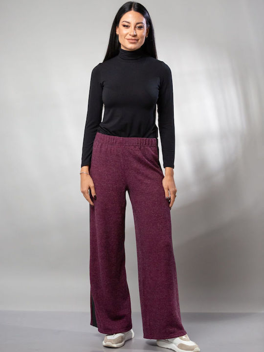 Women's High-waisted Fabric Trousers with Elastic in Slim Fit Green
