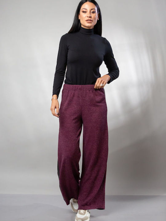 Women's High-waisted Fabric Trousers with Elastic in Slim Fit Green