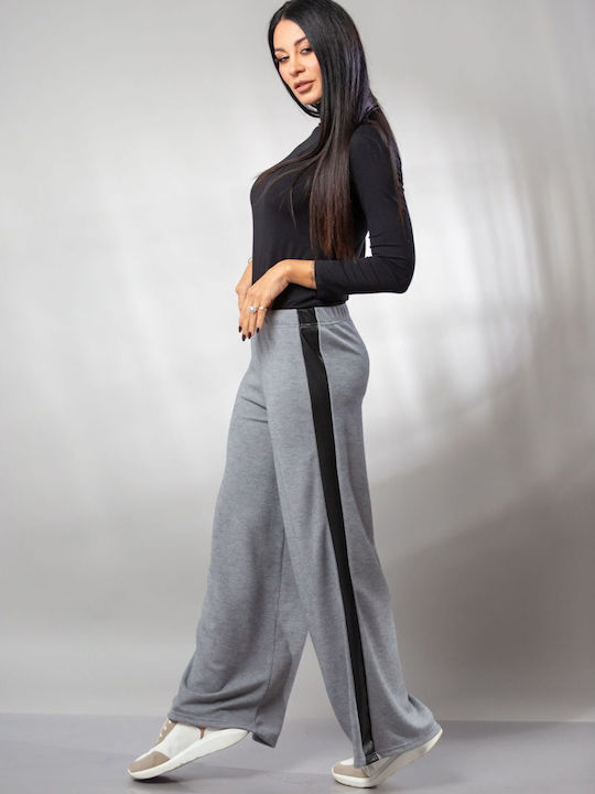 Women's High-waisted Fabric Trousers with Elastic in Slim Fit Green