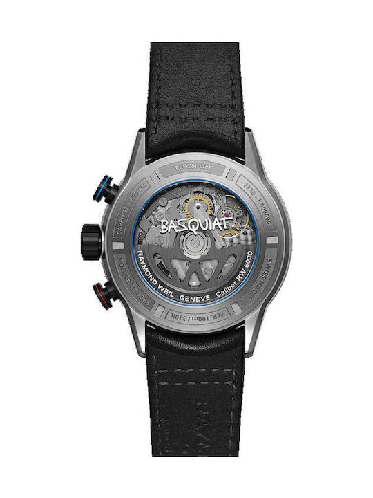 Raymond Weil Ανδρικό Ρολόι Χρονογράφος Αυτόματο με Μαύρο Δερμάτινο Λουράκι