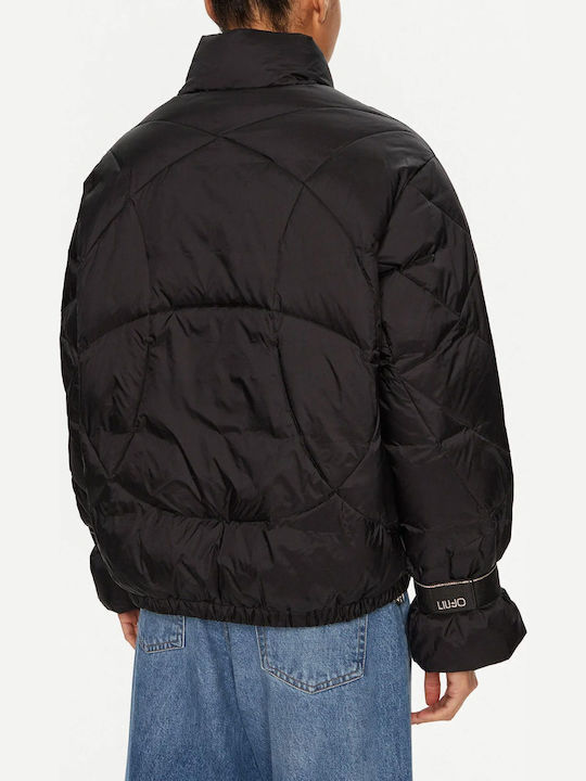 Kurz Damen Puffer Jacke für Winter Black