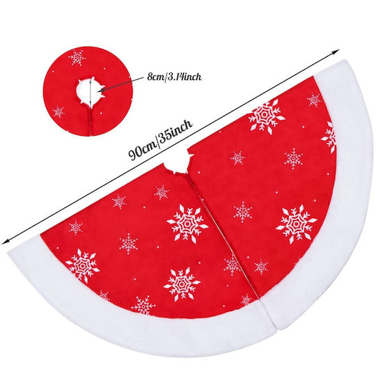 Christmas Tree Skirt Polyester Red D90cm.