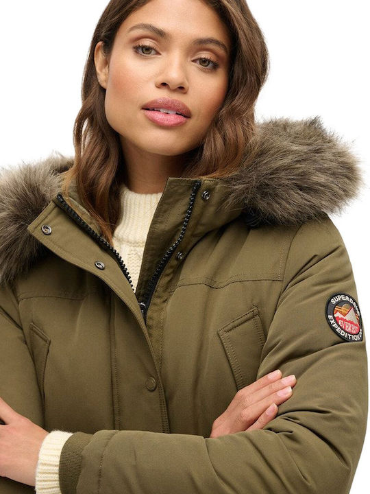 Superdry 'everest' Faux Jachetă Parka Dark Olive