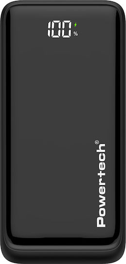 Powertech PT-1326 Power Bank 10000mAh 22.5W με 2 Θύρες USB-A και Θύρα USB-C Power Delivery / Quick Charge 3.0 Μαύρο