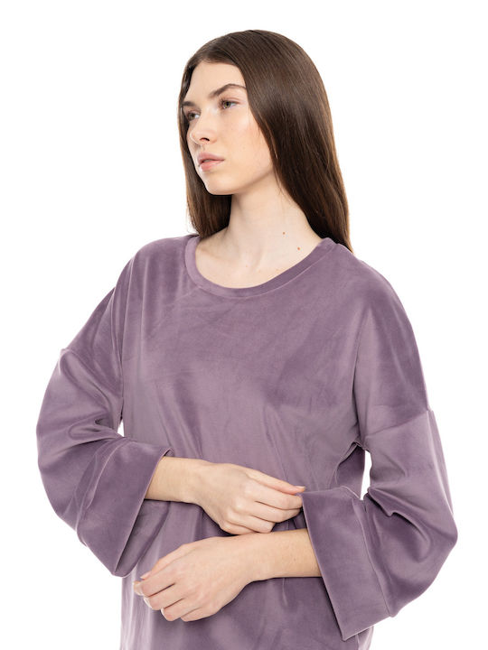 Pink Label Winter Women's Pyjama Set Velvet Purple