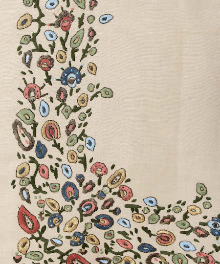 Seide Fashion Läufer mit Stickerei Beiges 45x160cm