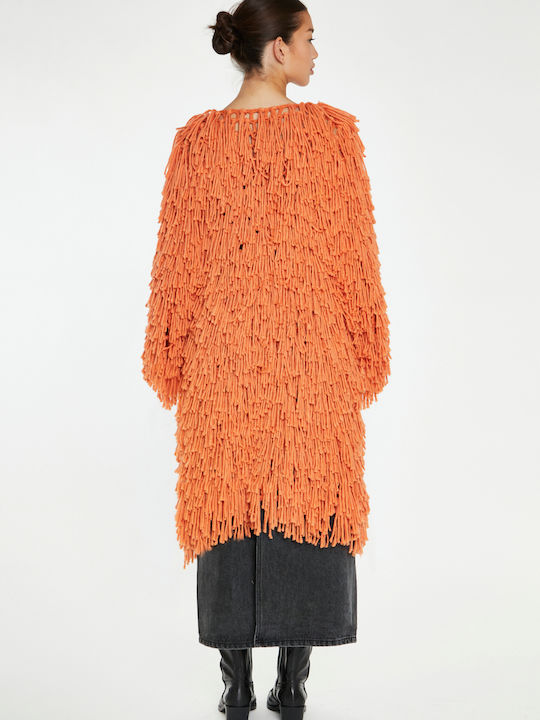 Glamorous Lungă Jachetă de damă tricotată Orange