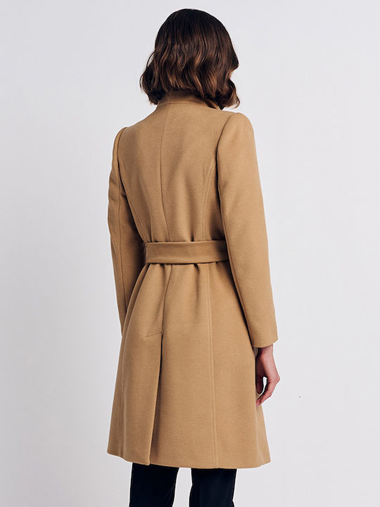 Forel Women's Midi Coat with Belt Coffee