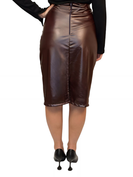 Morena Spain Leather Midi Skirt Bordeaux