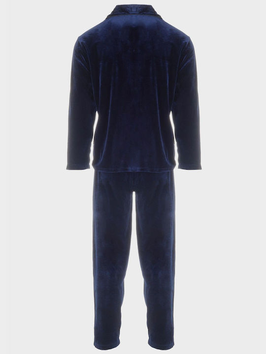 G Secret Men's Winter Velvet Pajamas Set Navy