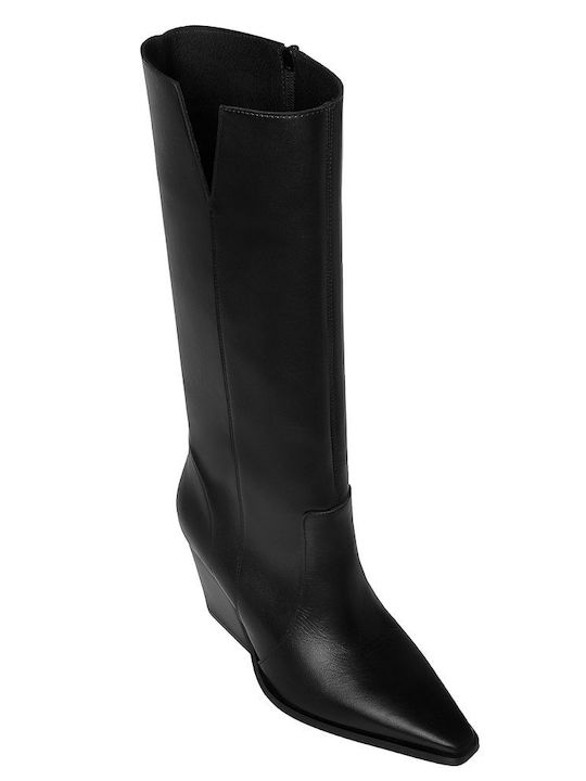 Sante Leather Women's Boots Cowboy with High Heel Black