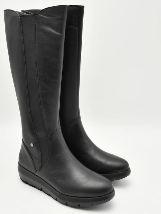 Leder Damenstiefel Schwarz