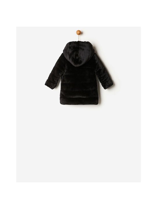 Yell Oh! Kids Fur Coat with Hood Black