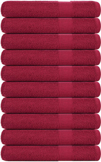 vidaXL Set 10 Hotel Pool and Beach Towels 200x80 cm Burgundy