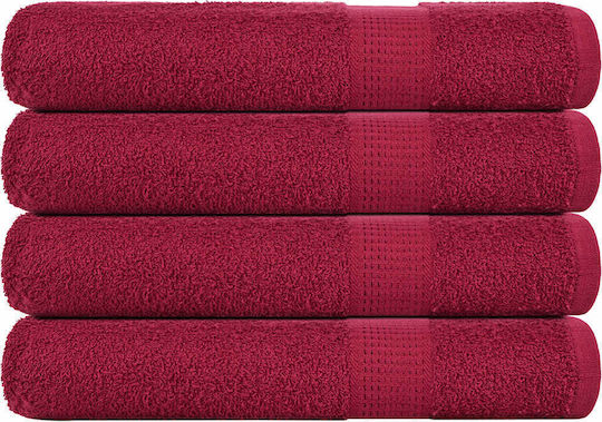 vidaXL Set 4 Hotel Pool and Beach Towels 200x80 cm Burgundy