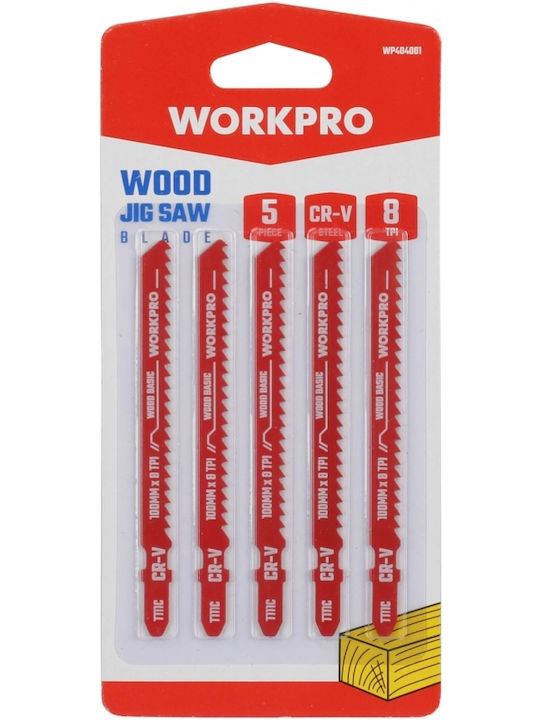 WorkPro Jig Saw Blade for Wood 100mm 5pcs WP404001