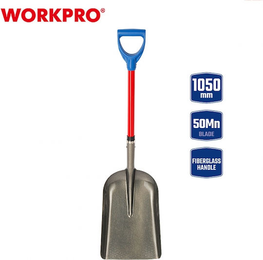 Square Nose Shovel Fiberglass Handle 1110mm Wp335003 Workpro