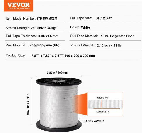 Vevor Система за пренасяне / повдигане на товари в Бял Цвят