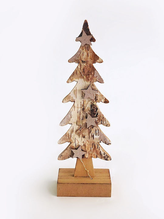 Aca Christmas Decorative Illuminated Wood Tree 31cm IP20 Battery Brown