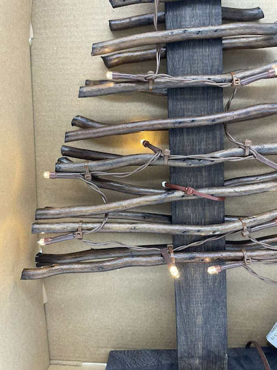 Christmas Decorative Illuminated Wood Tree 30cm Battery Brown