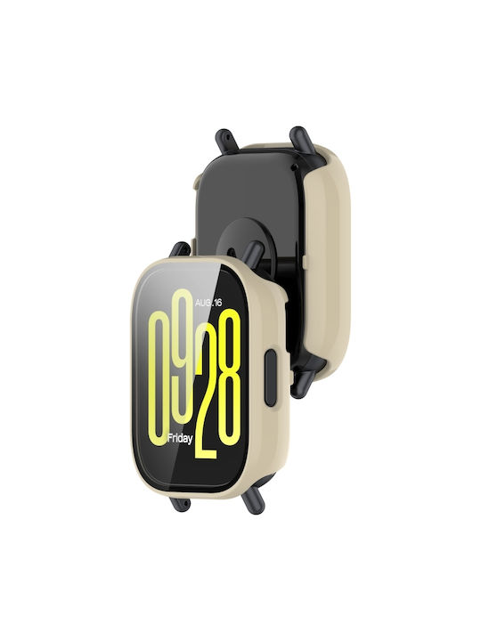 Carcasă de protecție integrată cu film temperat pentru Redmi Watch 5 Active, PC, alb fildeș