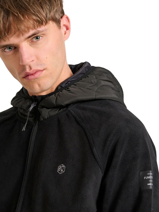 Ανδρική Ζακέτα Fleece με Κουκούλα Black