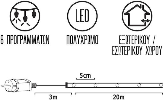 Christmas Light Tube RGB 220V 400 Light Bulbs Programmable with Controller 20m IP44