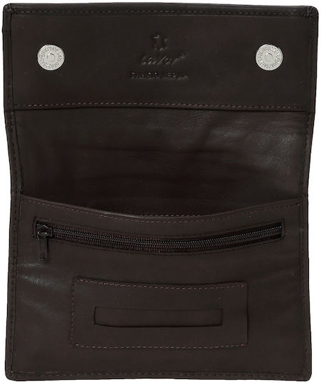 Lavor Leather Tobacco Pouch Brown with Button 16.5x7.5cm
