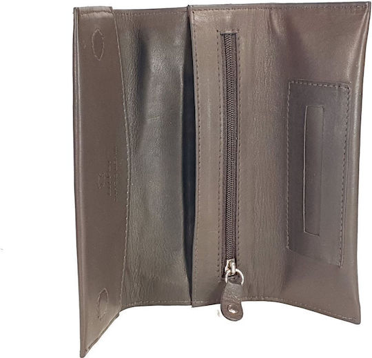 Lavor Leather Tobacco Pouch with Button 16.5x7.5cm Dark Brown