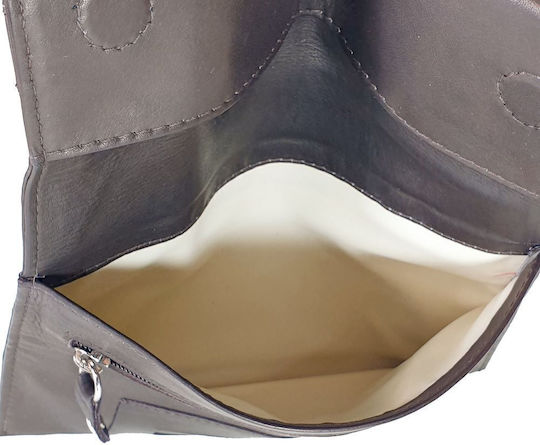 Lavor Leather Tobacco Pouch with Button 16.5x7.5cm Dark Brown