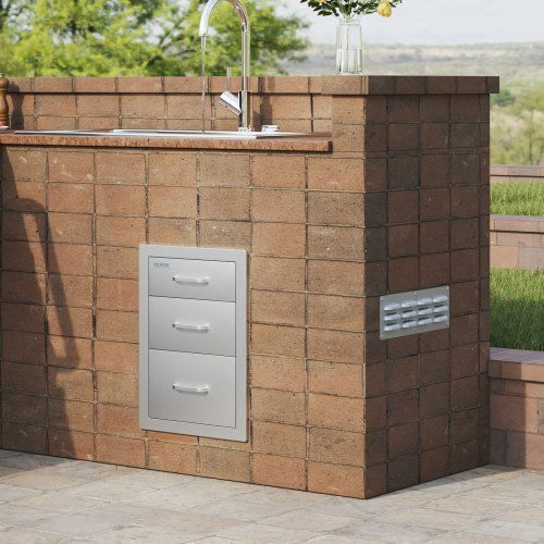 Vevor Stainless Steel 3 Drawer Handle 35x58cm Storage Cabinet Bbq 20.25x14yc3cbxgctv0