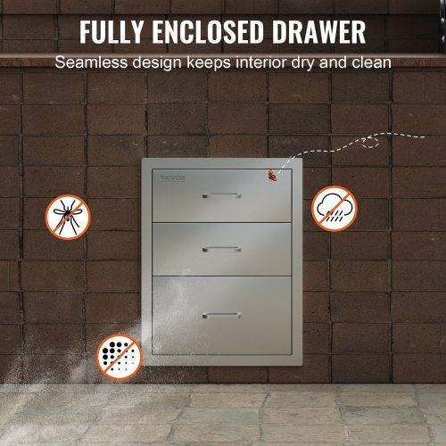Vevor Stainless Steel 3 Drawer Handle 35x58cm Storage Cabinet Bbq 20.25x14yc3cbxgctv0