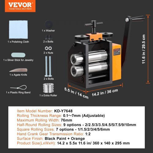 Vevor Jewelry Forging Machine 3"/76 Mm Multifunctional Ratio 1:2 Pressure Thickness 0.1-7mm Shyypj3h10000sgwwv0