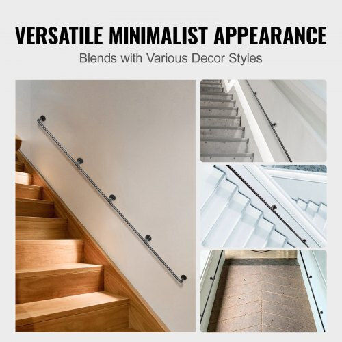 Vevor Stair Handrail 13ft 440lbs Industrial Steel Handrail Indoor Outdoor Tzbgsltfsgy13yh9hv0