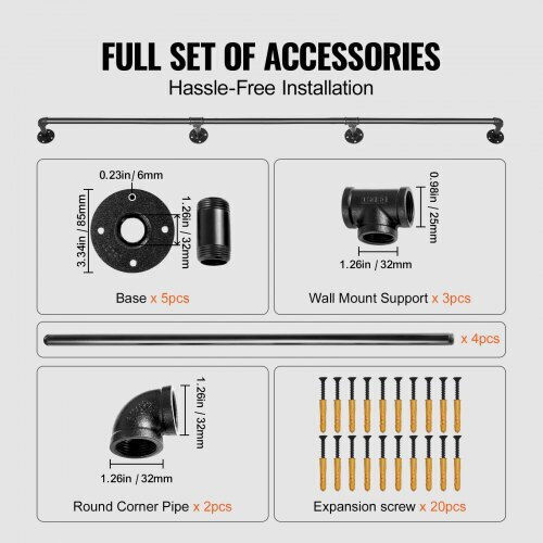 Vevor Stair Handrail 13ft 440lbs Industrial Steel Handrail Indoor Outdoor Tzbgsltfsgy13yh9hv0