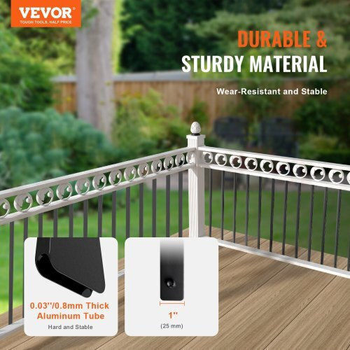 Vevor Μεταλλικά Κάγκελα Σκάλας 51τμχ 29.5''x1'' Αλουμινίου Βίδες Bpklgz51g295rcf96v0