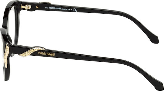 Roberto Cavalli Plastic Eyeglass Frame Cat Eye Black 5055-001
