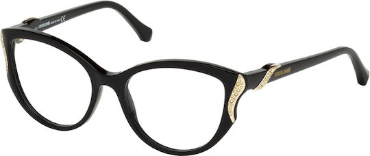 Roberto Cavalli Plastic Eyeglass Frame Cat Eye Black 5055-001