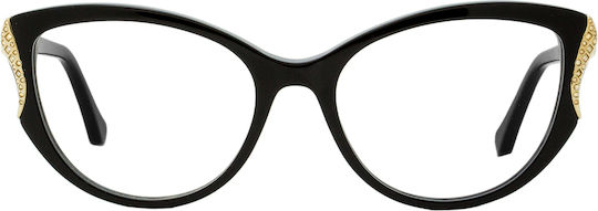 Roberto Cavalli Plastic Eyeglass Frame Cat Eye Black 5055-001
