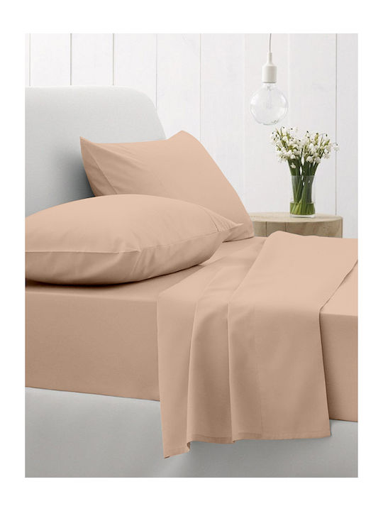 Sunshine Σεντόνι Υπέρδιπλο με Λάστιχο 160x200+30εκ. Cotton Feelings Beige