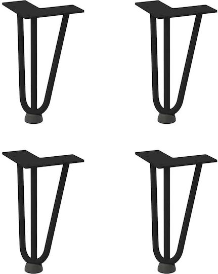 Hairpin Table Legs 4 Pieces Black 20 Cm Solid Steel Black 20 Cm