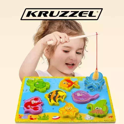 Kruzzel Играчка за риболов от дърво за 18++ месеца